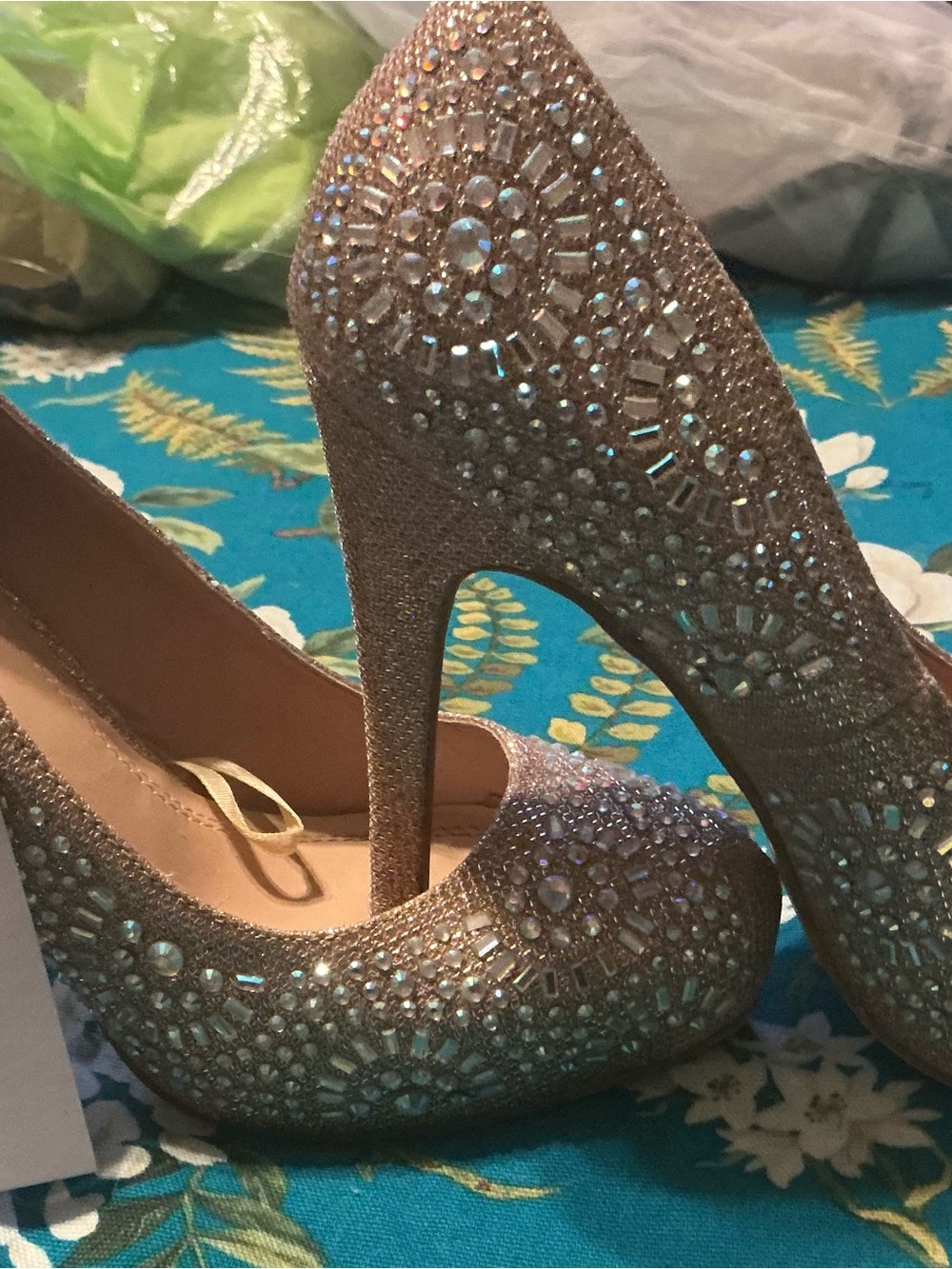 Camille La Vie Champagne Crystal Embellished High Heels